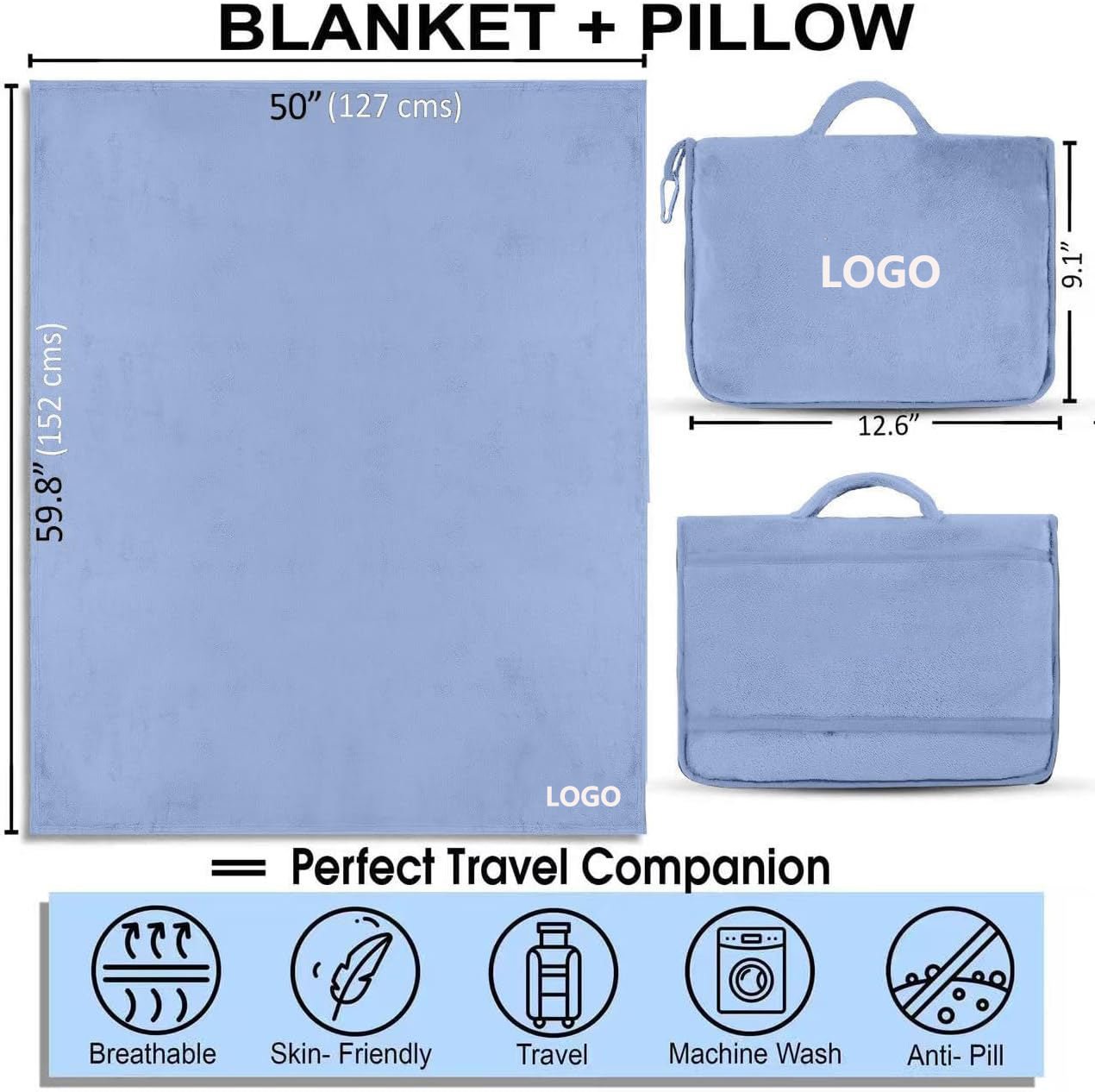 solid color Polar Fleece Travel Blanket