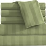 plain color stripe embossed 6-piece sheet set