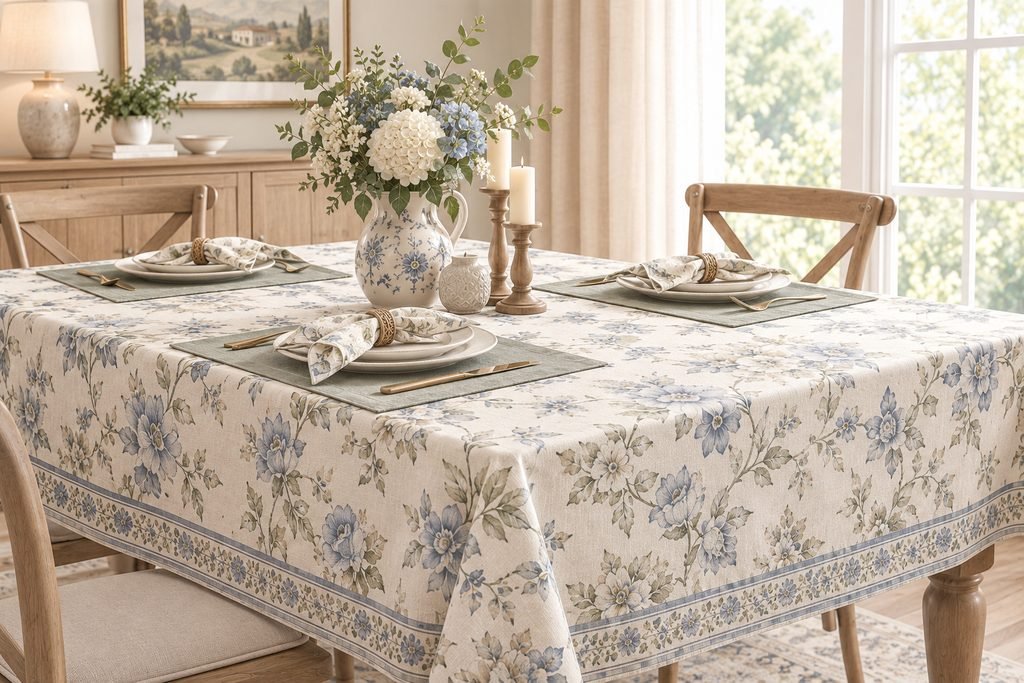 Printed tablecloth and napkins for promotional use
