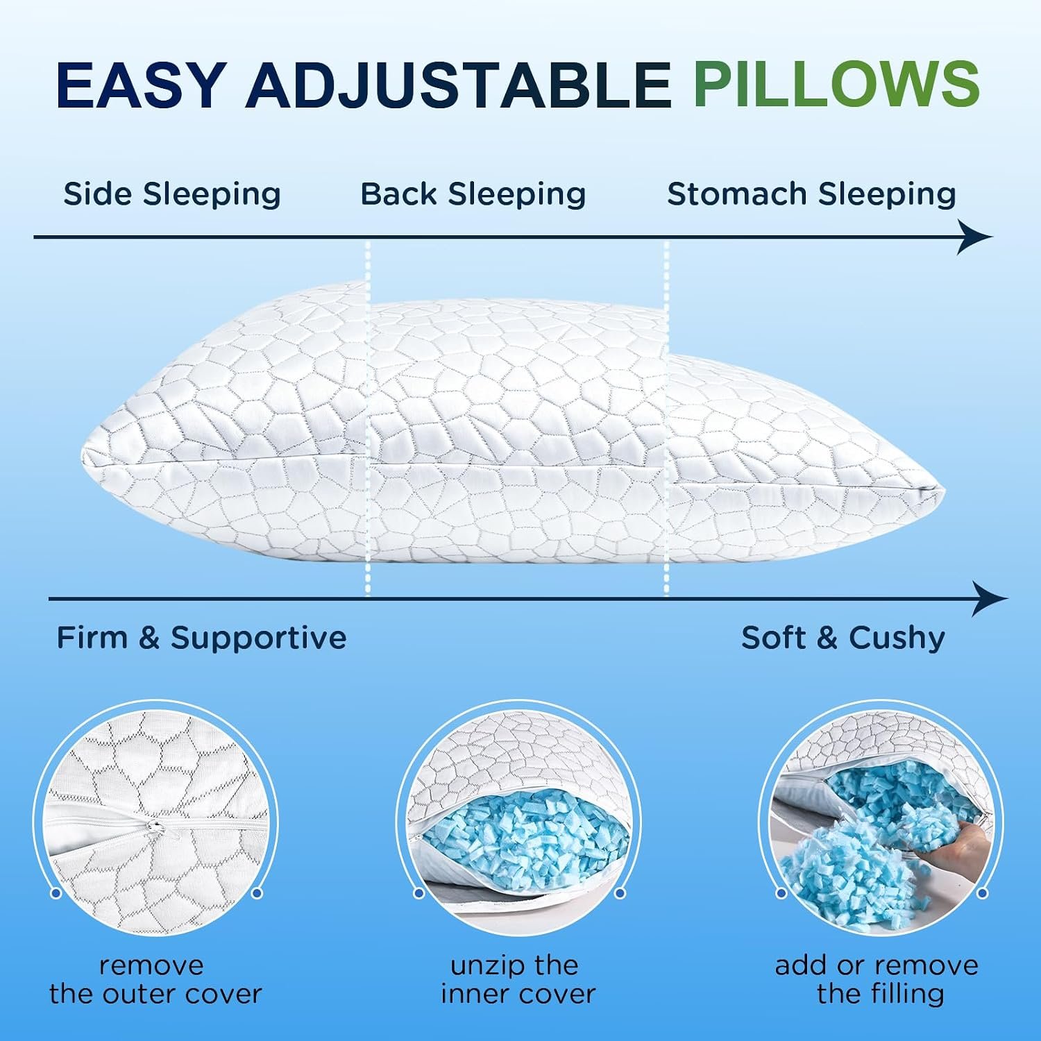 adjustable Cooling Shredded Memory Foam Pillow