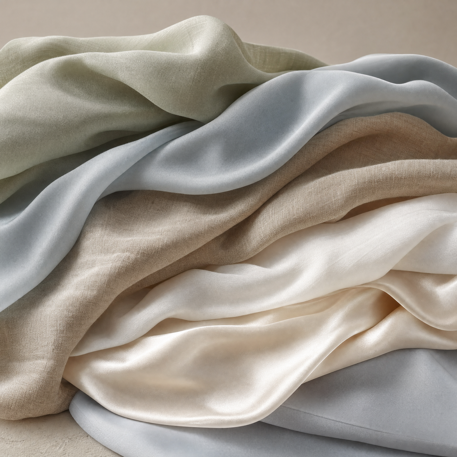 cotton, silk, bamboo, lyocell, microfiber fabrics