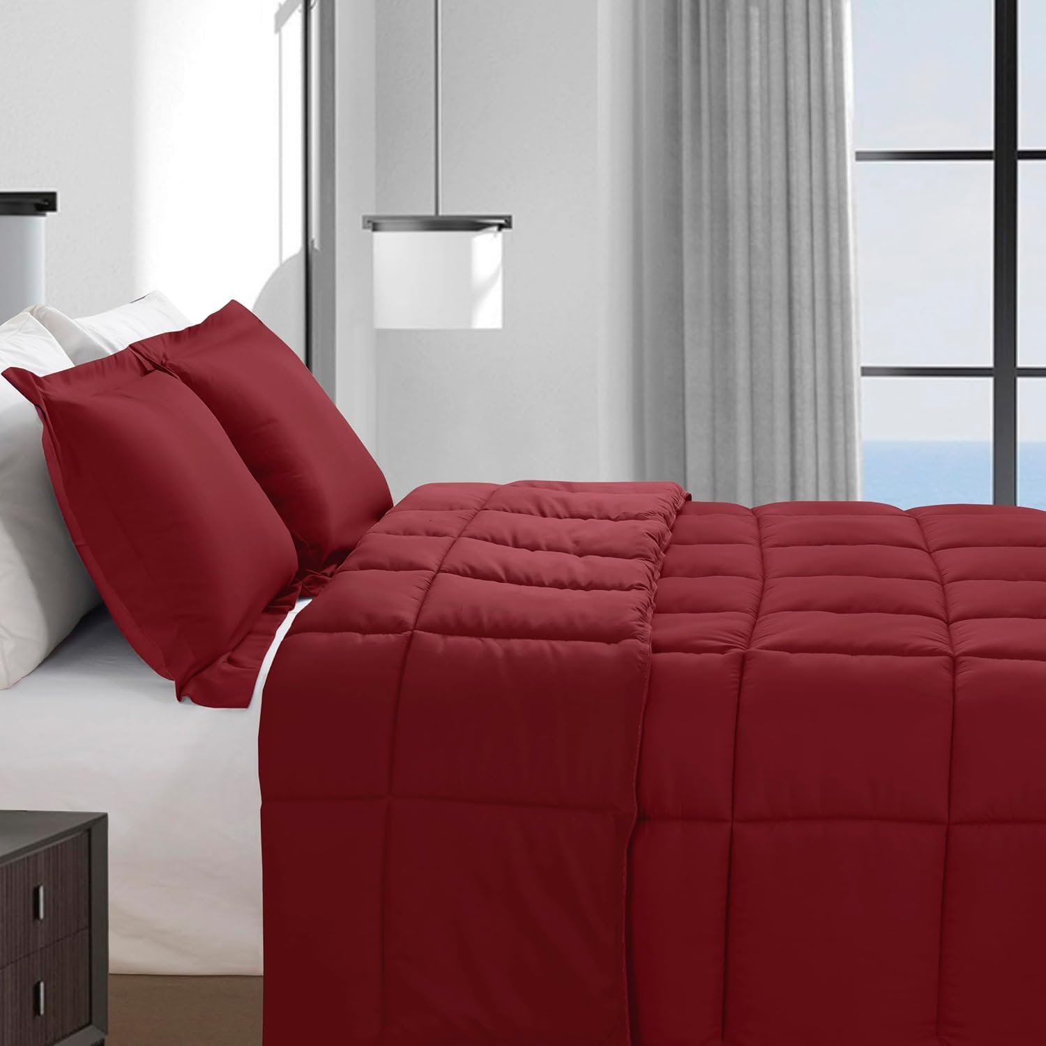 plain color 3-Piece Down Alternative Comforter Set