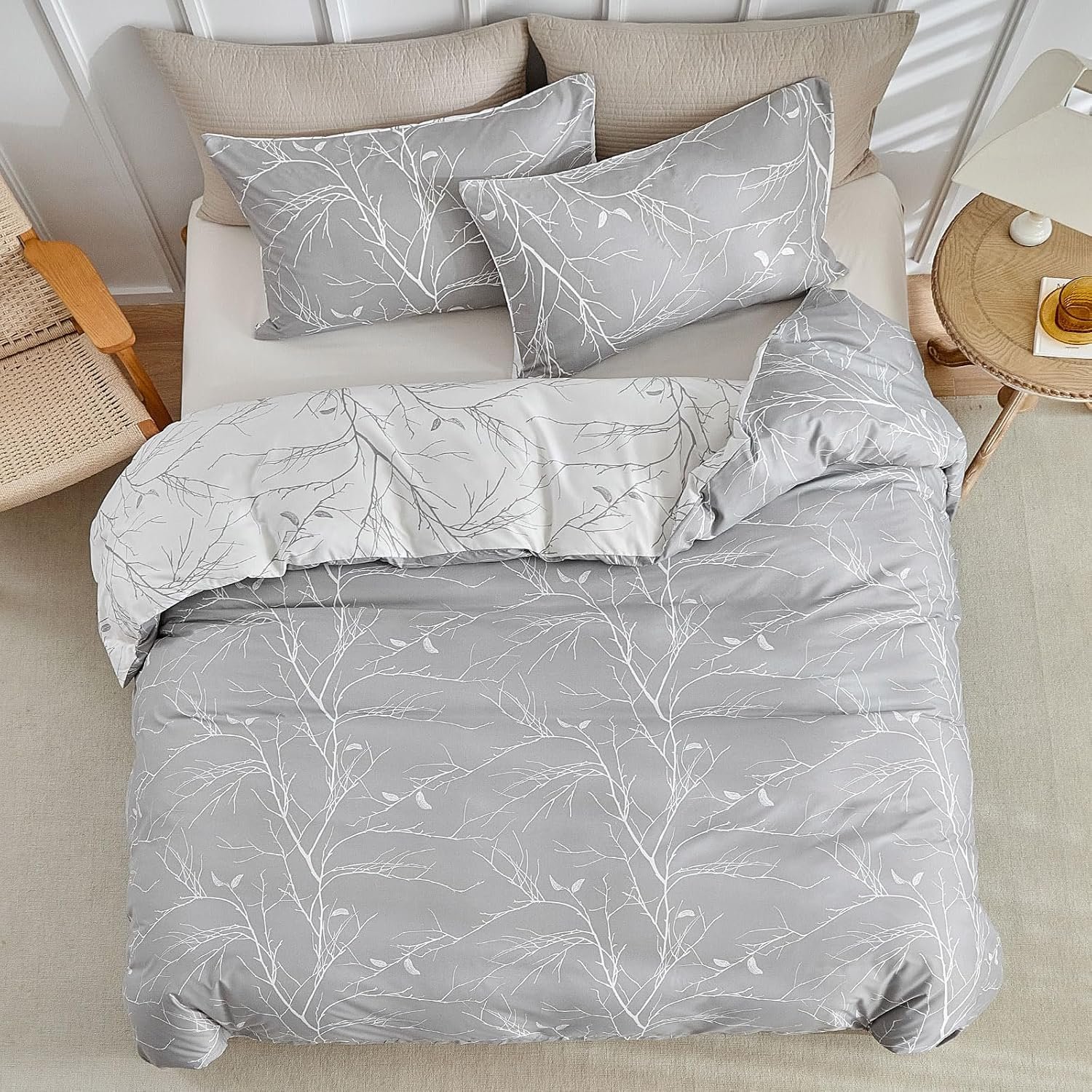 printed microfiber 3-piece duvet cover set