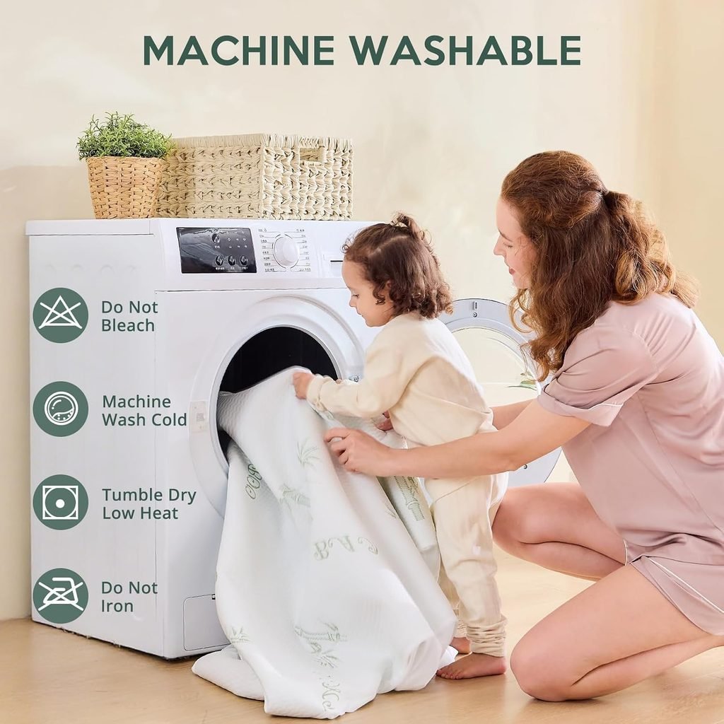 washable Jacquard Bamboo Viscose Mattress Protector