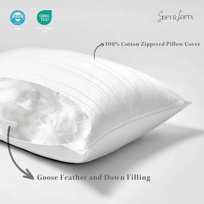 luxury goose feather and down pillow