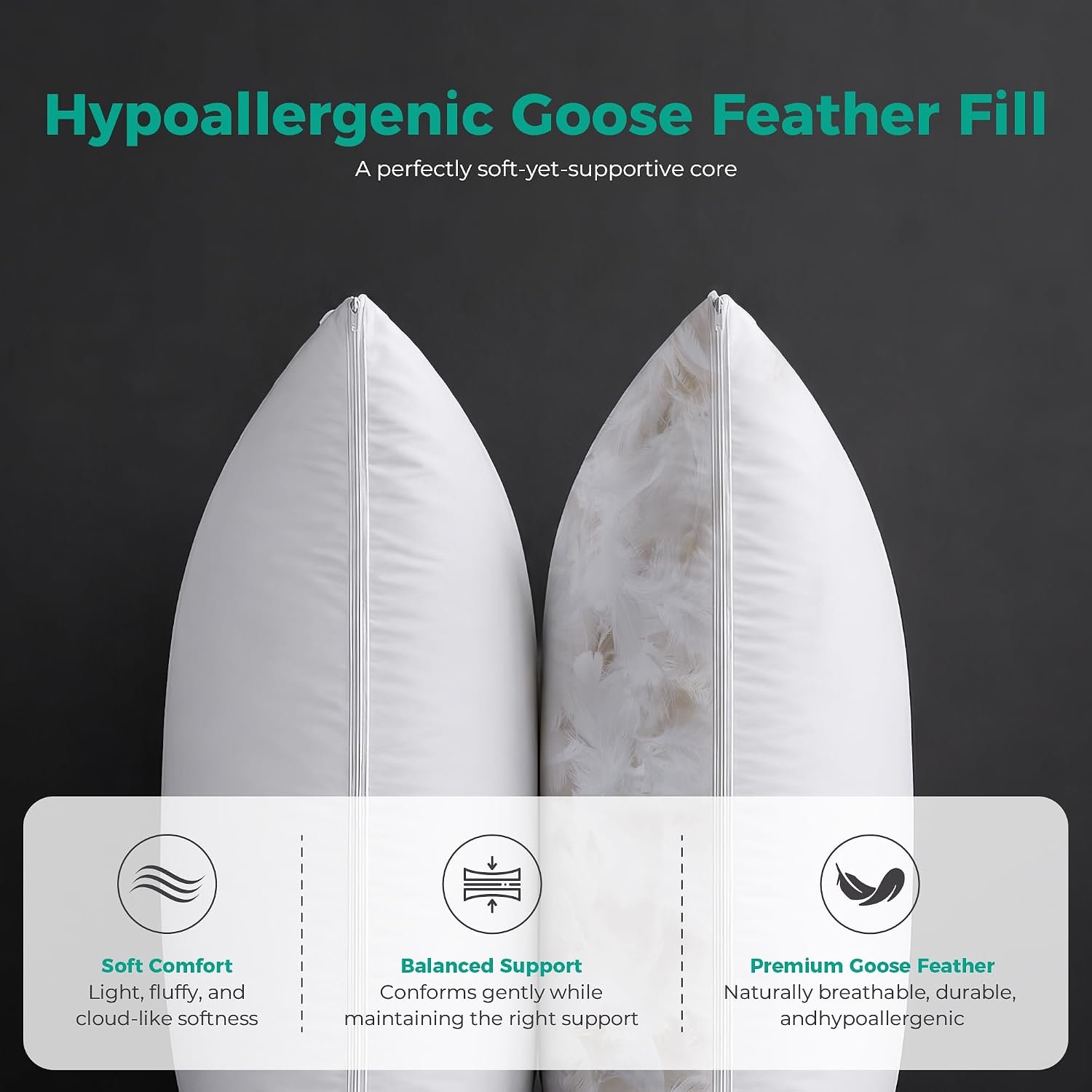 goose feather filled pillow