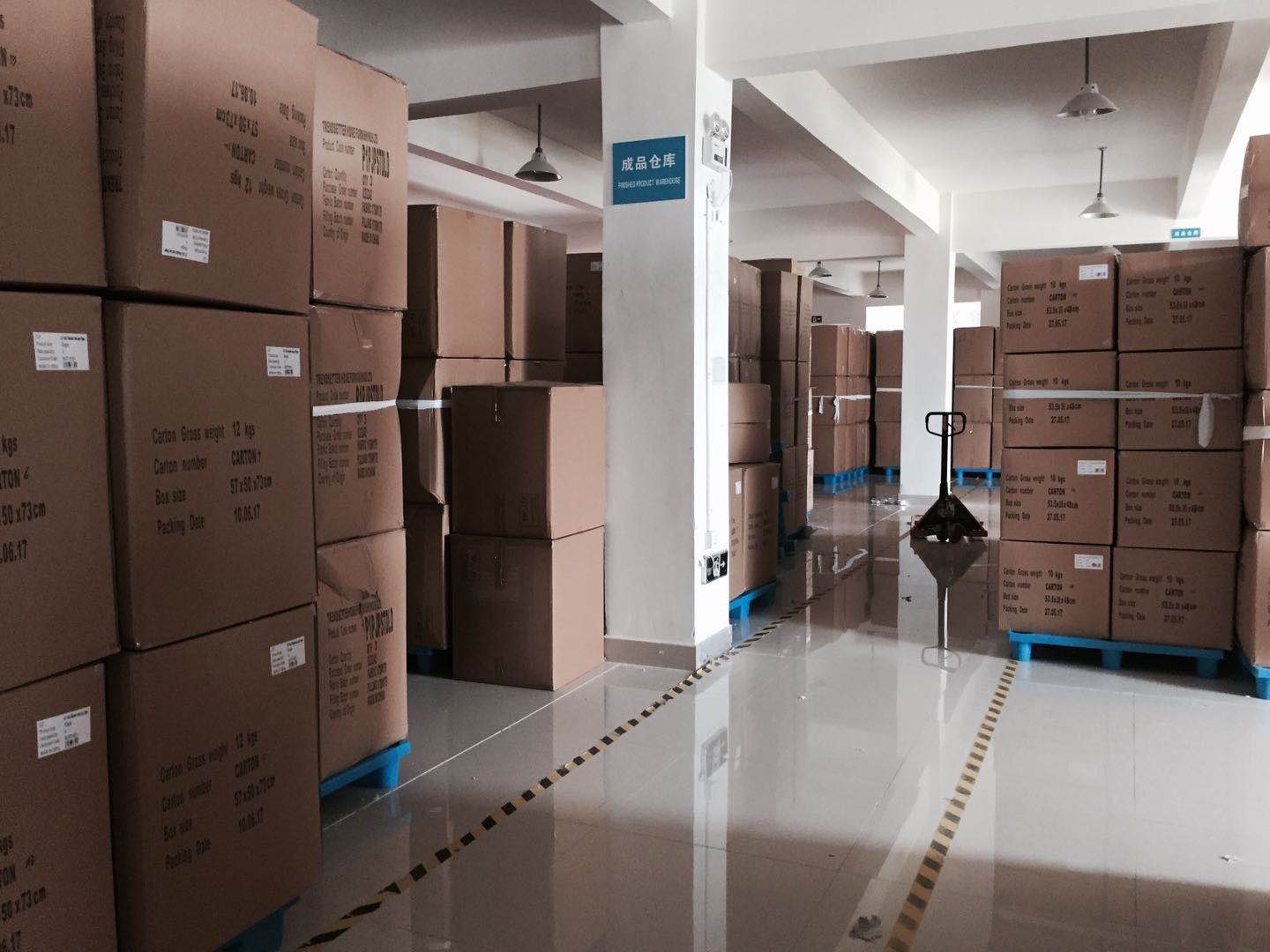 well packed home textile products in the clean warehouse