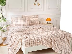 printed fitted sheet, flat sheet, pillowcase in the bed in a bag