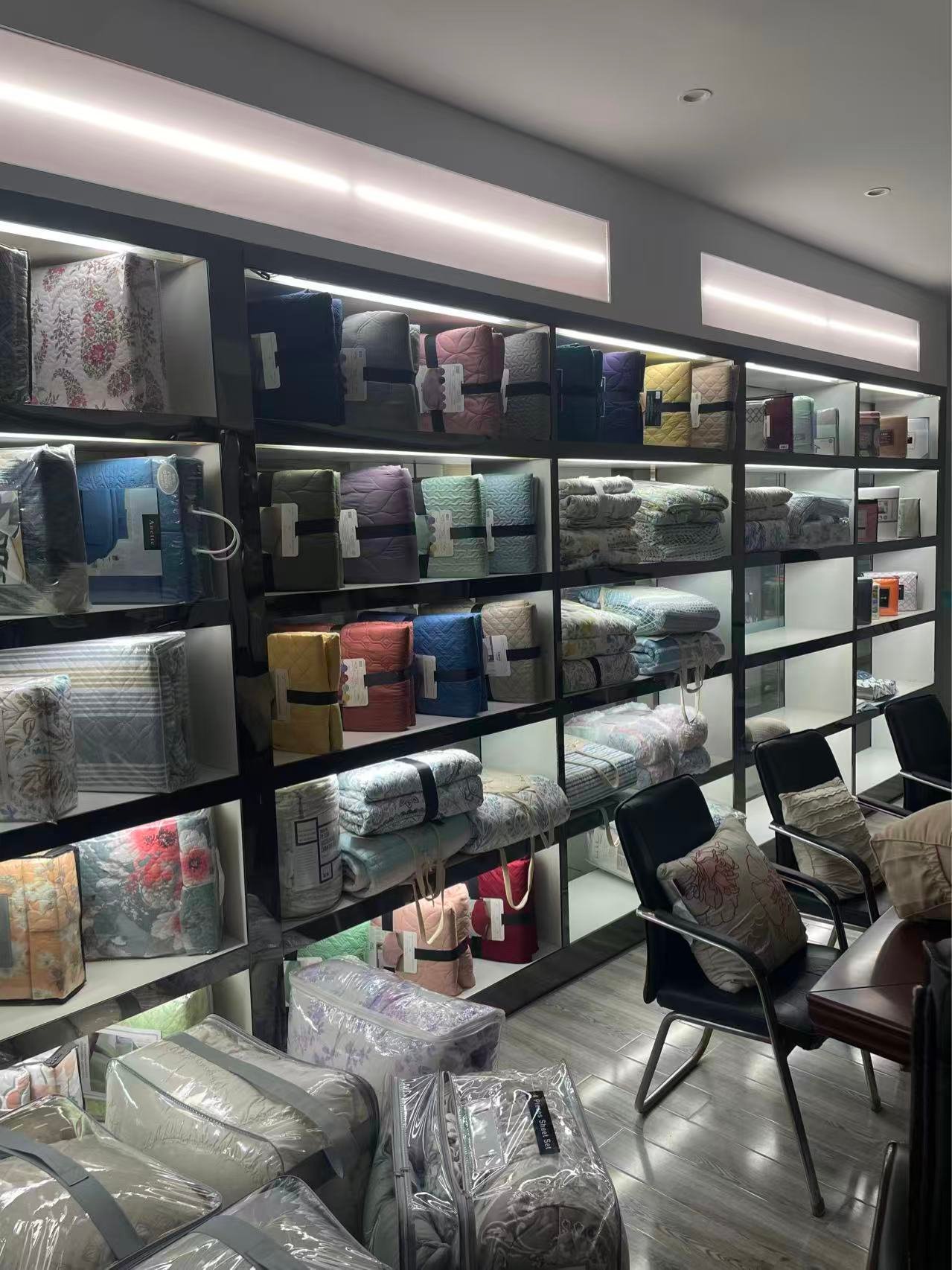 hot sale bedding samples on the display rack