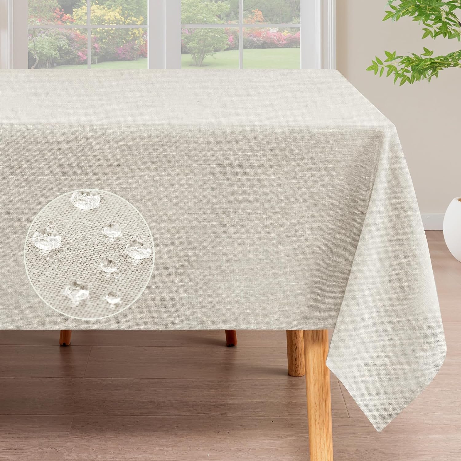 waterproof Linen-Like Polyester Tablecloth