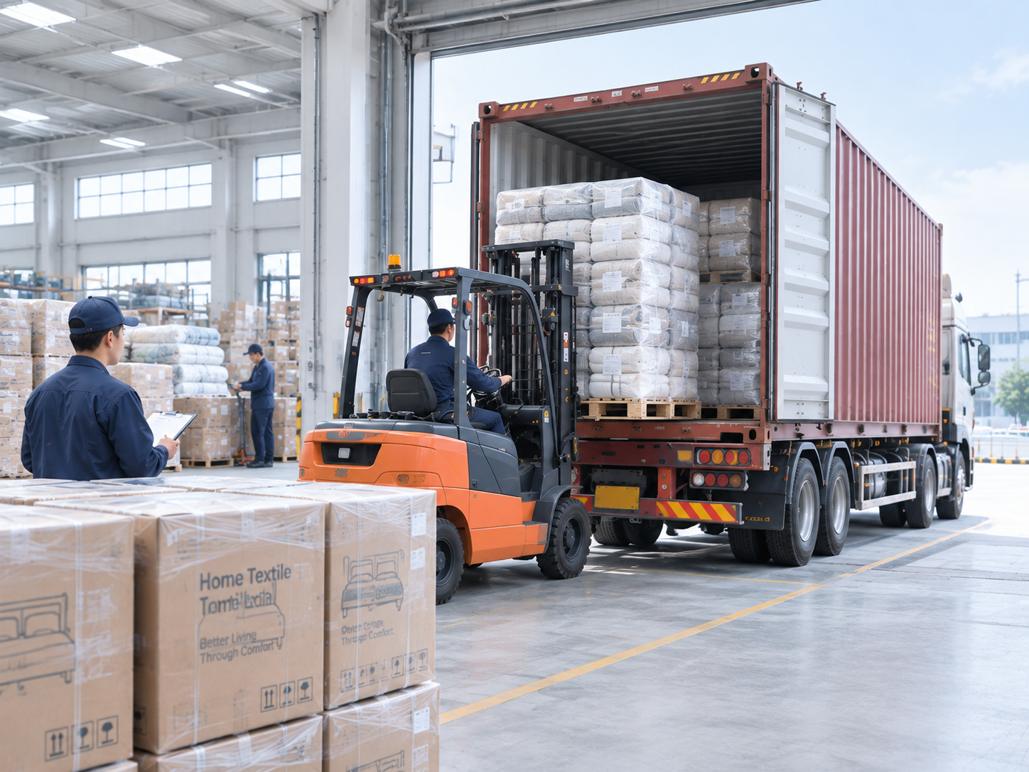 Home textile packing and shipment