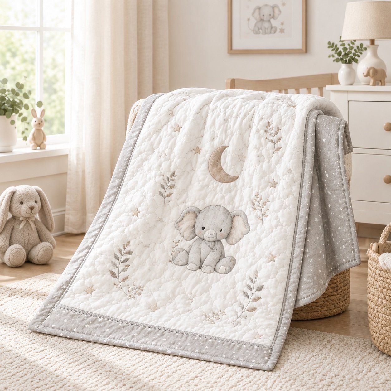 printed crib baby quilt