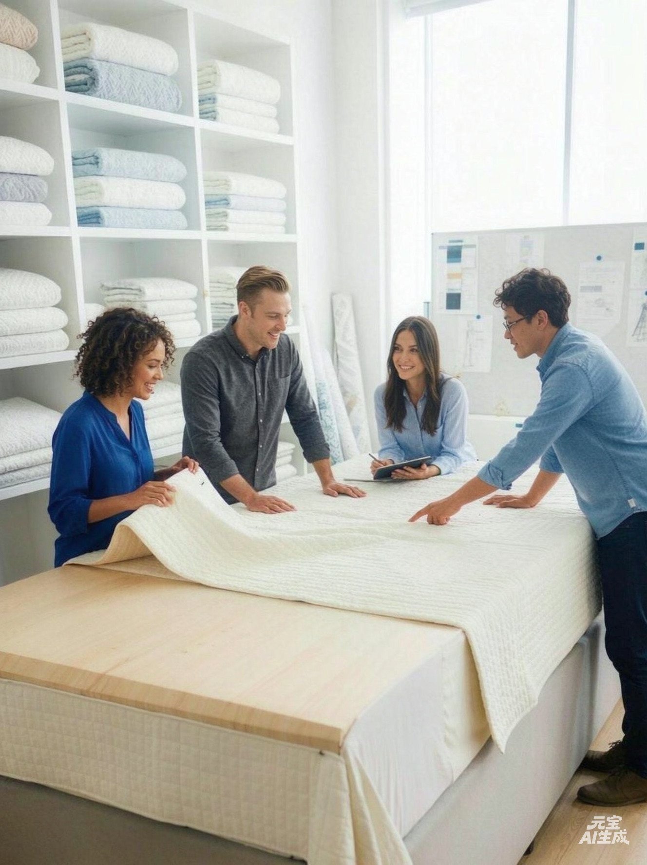 discussing the home textile projects with clients