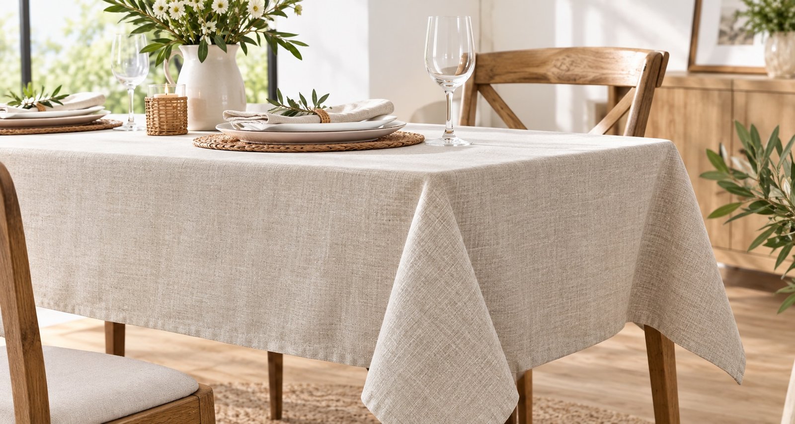 Linen-Like Polyester Tablecloth